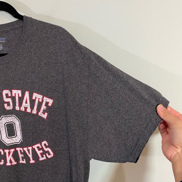Champion Men's Grey Ohio State Buckeye Football Short Sleeve Tee Size XL - Picture 4 of 8